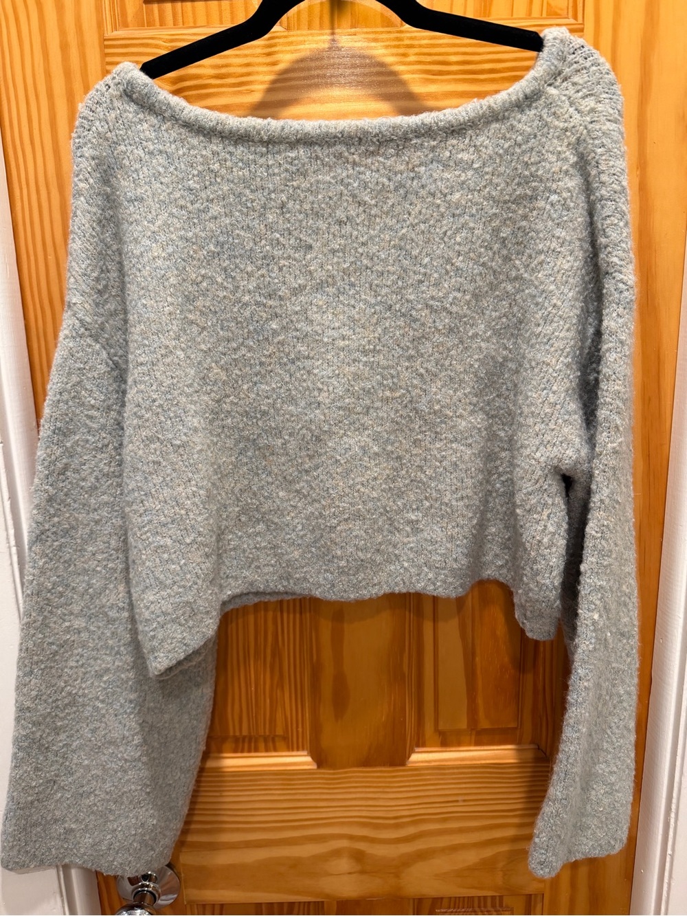 Kimchi Blue Mint Blue Off-the-Shoulder Cropped Sweater
